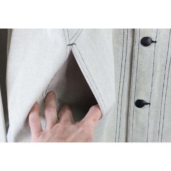 NOS Vtg 90s Marithe Francois Girbaud Mens Large Baggy Denim Trucker Jacket White - Picture 7 of 14